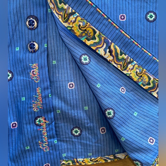 Robert Graham Men's vibrant Blue bold Patterned long sleeve Shirt 1XLT EUC - Picture 3 of 5